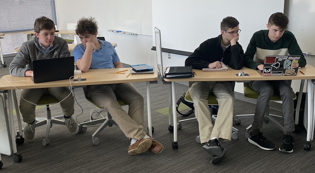 Competitive programmers, David King '20, Sal Nigro '20, Justus Burdick '21, Ben Keefe '20